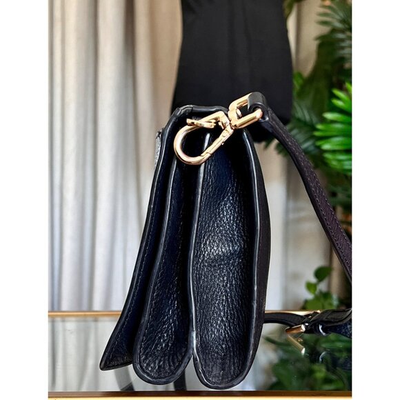 RARE!!! TORY BURCH BLACK LEATHER BOMBE SHOULDER BAG/CROSSBODY - Picture 3 of 13
